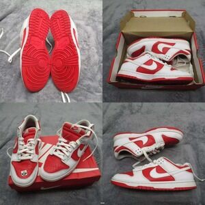 Nike Dunk Low Shoes Mens 10.5 Championship Red White Sneaker DD1391 With Box EUC